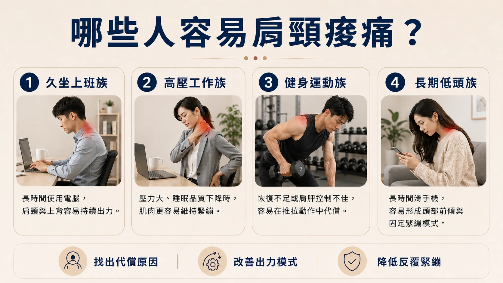 容易肩頸痠痛族群整理圖